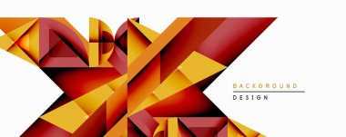 Soyut geometrik tasarım üst üste binen çokgenler içerir. Sıcak renk paleti kırmızılara, portakallara, sarılara hükmediyor. Dinamik kompozisyon görsel ilgi yaratıyor, modern estetik. Minimalist stil.