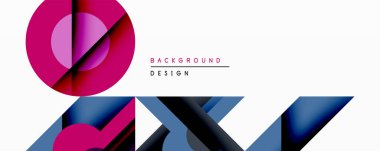 Soyut geometrik bileşim. Pembe, mavi, siyah şekiller, dinamik görsel efekt oluşturur. Minimalist tasarım arka planlar, sunumlar ve modern grafikler için uygundur..