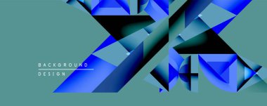 Soyut geometrik tasarım, üst üste binen mavi şekiller. Teal arkaplanı karşıtlık sağlar. Modern estetik, dinamik kompozisyon, dijital projeler için uygun.