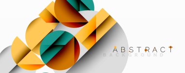 Modern soyut tasarım. Üst üste binen şekiller dinamik bileşim yaratır. Sıcak, serin renkler kusursuz bir şekilde harmanlanır. Minimalist estetik.