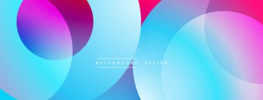Soyut renkli arkaplan. Üst üste binen daireler dinamik görsel efekt yaratır. Gradyan tonları pürüzsüz, modern tasarım.