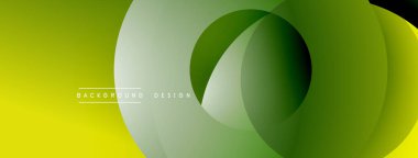 Soyut yeşil arkaplan. Üst üste binen daireler dinamik görsel efekt yaratır. Gradyan tonları pürüzsüz geçiş ve modern tasarım sunar.