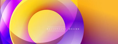 Soyut canlı katmanlar dinamik dairesel bileşim yaratır. Sıcak renkler hakim, pürüzsüz bir şekilde karışıyor. Modern tasarım ögesi.