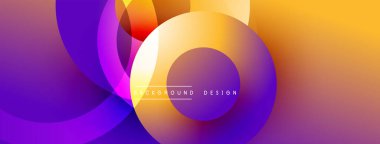 Soyut renkli çemberler dinamik gradyan arkaplan oluşturur. Modern tasarım elementleri yenilik ve enerji öneriyor.
