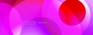 Soyut, enerjik çemberler çakışıyor. Mordan mora, sonra da kırmızıya geçiş var. Arka planlar için modern tasarım ögesi.