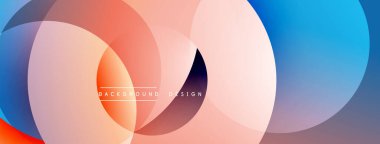Soyut daireler örtüşüyor, canlı renk eğimleri yaratıyor. Modern tasarım, pürüzsüz geçişler, görsel uyum mevcut..
