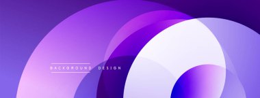 Soyut mor katmanlar dinamik bileşim yaratır. Pürüzsüz eğimler, üst üste binen daireler derinlik, modern estetik.