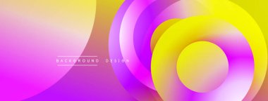 Soyut, enerjik katmanlar dinamik bir değişim etkisi yaratır. Pembe, sarı renkler düzgün bir şekilde karışıp dairesel şekiller oluşturuyor. Modern tasarım ögesi.