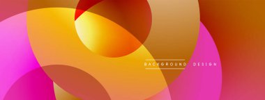 Soyut renkli çakışan daireler canlı bir gradyan arkaplan oluşturur. Sıcak tonlar modern estetik sunarak kompozisyona hakim..