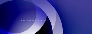 Soyut arkaplan özellikleri üst üste binen daireler, mavinin gradyan tonları. Minimalist tasarım, modern estetik, pürüzsüz geçişler.