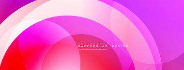 Soyut canlı katmanlar, dairesel şekiller harmanlanır. Pembe, mor renkler modern arkaplan tasarımı yaratır. Yumuşak gradyanlar görsel cazibe sunar.