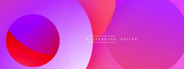 Soyut, enerjik bir arkaplan. Üst üste binen daireler dinamik görsel efekt yaratır. Gradyan renkler, mor, kırmızı renkler baskın bileşim.