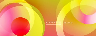 Soyut çemberler çakışıyor, canlı gradyanlar yaratıyor. Sıcak renkler kompozisyona hakim, modern tasarım elementleri.