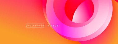 Soyut canlı katmanlar dinamik görsel akış yaratır. Renkler düzgün bir şekilde karışıp dairesel şekiller oluşturuyor. Modern tasarım ögesi.