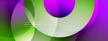 Soyut, enerjik çemberler çakışıyor. Gradyan renkler modern tasarım yaratır. Pürüzsüz şekiller akışı, enerjiyi, pozitifliği akla getiriyor..
