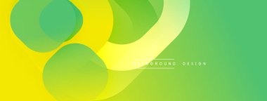 Soyut, enerjik bir arkaplan. Üst üste binen daireler dinamik görsel efekt yaratır. Sarı, yeşil renkler kompozisyona hakim. Yumuşak gradyanlar.
