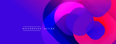 Soyut canlı katmanlar dinamik bileşim yaratır. Mor, pembe, mavi, kırmızı renkler kusursuz bir şekilde harmanlanır. Modern tasarım ögesi.