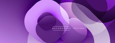 Soyut mor tasarım, üst üste binen daireler, gradyanlar. Modern estetik, pürüzsüz şekiller dinamik görsel etki yaratır.