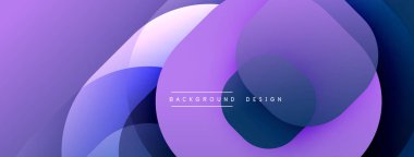 Soyut mor arkaplan, üst üste binen daireler, gradyanlar. Modern tasarım elementleri dinamik görsel doku oluşturur.