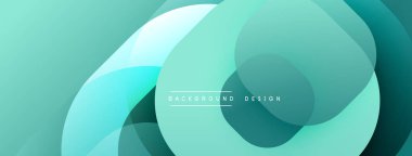 Soyut arkaplan özellikleri üst üste binen yuvarlak şekiller. Teal, turkuaz renkler pürüzsüz bir değişim etkisi yaratır. Minimalist tasarım.