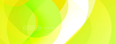 Soyut, enerjik bir arkaplan. Üst üste binen daireler dinamik ve modern görsel efektler yaratır. Sarı, yeşil, beyaz renkler kusursuz bir şekilde harmanlanır..