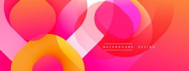 Soyut, enerjik, çakışan daireler. Pembe, turuncu, mor renkler modern tasarım yaratır. Yumuşak eğimler, dinamik bileşimler.