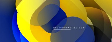 Soyut şekiller örtüşür, dinamik görsel etki yaratır. Sarılar, maviler, kahverengiler güzelce harmanlanır. Modern tasarım ögesi.