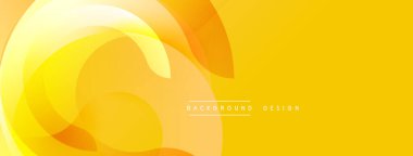 Soyut sarı arkaplan. Üst üste binen şekiller dinamik ve modern görsel efektler yaratır. Yumuşak eğimler sıcak estetik sunar.