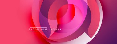 Soyut pembe tasarım, üst üste binen daireler. Gradyan gölgeler dinamik görsel efekt yaratır. Çeşitli projeler için modern arkaplan.