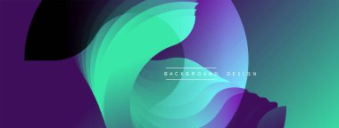 Soyut katmanlar akışkan şekiller yaratır. Canlı turkuaz, mor renkler pürüzsüz karışıyor. Modern tasarım hareketi çağrıştırıyor, derinliği.