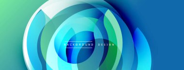 Soyut dairesel katmanlar, canlı maviler, yeşiller. Modern tasarım akışkan görsel efekt yaratır. Arkaplanda derinlik ve enerji var..
