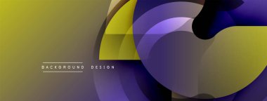 Soyut tasarım özellikleri üst üste binen katmanlar, gradyanlar. Sarı, mor, siyah renkler dinamik görsel efekt yaratır. Modern arkaplan dokusu.