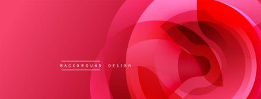 Soyut kırmızı tasarım. Üst üste binen daireler dinamik görsel efekt yaratır. Çeşitli projeler için modern, minimalist arkaplan.