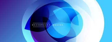 Soyut mavi tasarım. Üst üste binen daireler dinamik görsel efekt yaratır. Dijital projeler için modern gradyan arkaplanı.