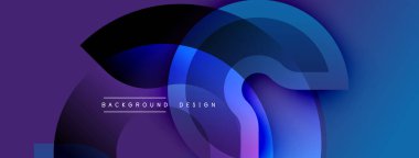 Soyut akışkan şekiller, canlı maviler, morlar modern arka plan yaratır. Minimalist metin tasarım ögesi ekler. Yumuşak gradyanlar.