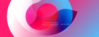 Soyut, enerjik şekiller çakışıyor. Pembe, mavi, mor renkler modern görsel efektler yaratır. Arkaplan tasarımı ögesi.