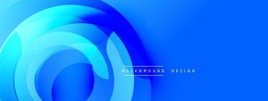 Soyut mavi katmanlar dairesel şekiller oluşturur. Dereceli gölgeler derinlik sunar, modern estetik. Basit tasarım, temiz sunum.