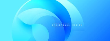 Soyut mavi arkaplan, üst üste binen dairesel katmanlar. Gradyan gölgeler derinlik yaratır, modern estetik. Minimalist tasarım çeşitli projelere uyar.