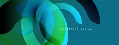 Soyut sıvı şekilleri, canlı maviler, yeşiller dinamik bileşim oluşturur. Modern tasarım, pürüzsüz eğimler, akış biçimleri.