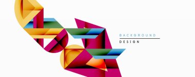 Soyut geometrik şekiller örtüşür, dinamik bileşim yaratır. Renkli canlı, morumsu, mavi, yeşil katmanlı tasarım. Modern estetik, temiz hatlar, minimal biçim.