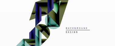 Soyut geometrik tasarım üst üste binen şekiller, gradyanlar. Mavi, yeşil, zeytin renkleri beyaz arka planda dinamik kompozisyon oluşturur. Modern vektör illüstrasyonu.