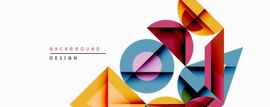 Soyut geometrik bileşim. Üst üste binen şekiller dinamik görsel efekt yaratır. Parlak renkler, modern tasarım, temiz çizgiler, minimalist estetik. Uygun arkaplan ögesi.