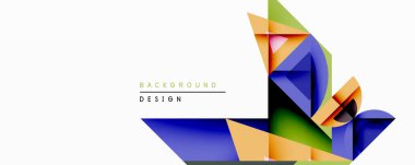 Soyut geometrik bileşim. Üst üste binen şekiller dinamik görsel efekt yaratır. Parlak renkler, modern tasarım, temiz estetik. Çeşitli projeler için minimalist arkaplan.