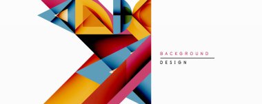 Soyut geometrik bileşim. Canlı renkler kesişiyor, dinamik görsel akış yaratıyor. Modern tasarım elementleri enerji, hareket, yenilik önerir. Temiz estetik, uygun arka plan.