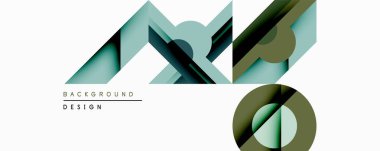 Soyut geometrik şekiller üst üste binerek katmanlı görsel efekt yaratır. Yeşil, zeytin, gri renkler kompozisyona hakim. Özgeçmiş ve sunumlar için uygun minimalist tasarım.