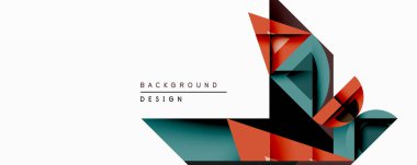 Soyut geometrik şekiller dinamik bileşim yaratır. Teal, turuncu, siyah renkler tasarımda baskın. Minimalist stil modern estetik, temiz çizgiler, görsel ilgi.