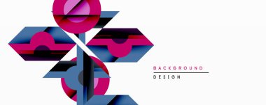 Soyut geometrik tasarım, üst üste binen pembe, mavi, siyah şekiller. Modern kompozisyon dinamik görsel etki yaratır. Özgeçmiş ve sunumlar için uygun minimalist biçim.