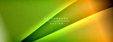 Gradyan arkaplanda canlı yeşil, sarı renkler var. Parlak çizgileri olan modern tasarım, metin elemanları mevcut. Minimalist estetik.