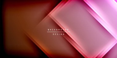 Soyut geometrik tasarım. Üst üste binen katmanlar ışıl ışıl bir etki yaratır. Pembe, turuncu renkler koyu arkaplan. Modern, canlı kompozisyon.