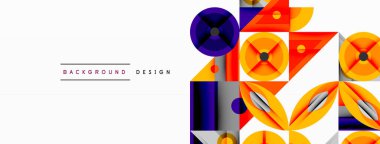 Soyut geometrik desen. Canlı renkler, şekiller örtüşüyor ve dinamik görsel efektler yaratıyor. Arka planlar için modern tasarım ögesi.